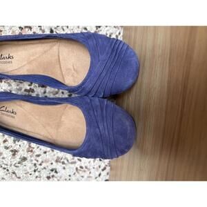 Clarks Bendables “Propose Pixie” Blue Suede Flats, Women’s US 8½ M